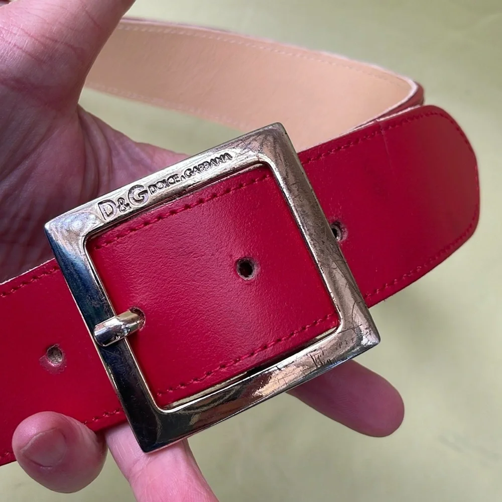 Vintage red/gold Dolce & Gabbana leather large belt
